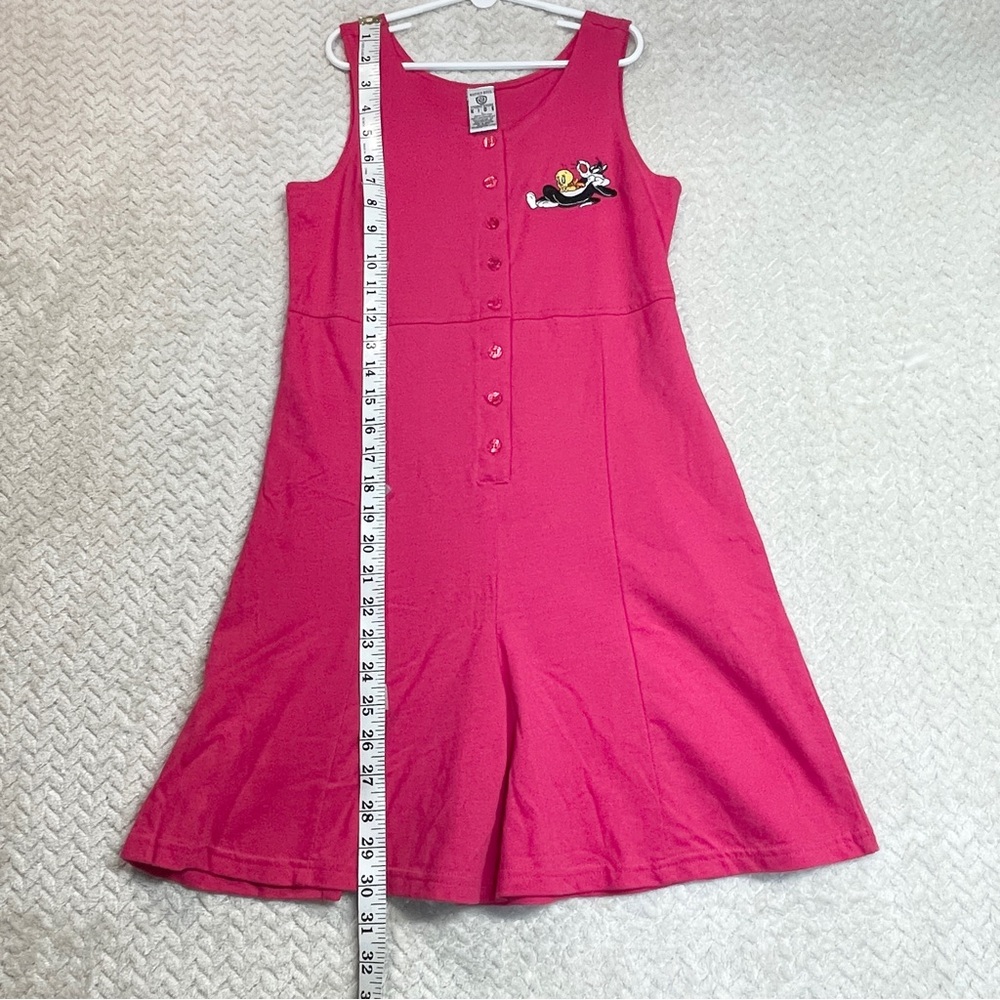 Warner Bros 1994 Looney Tunes Embroidered Pink Romper Girls Large 90s Kidcore - Picture 8 of 12